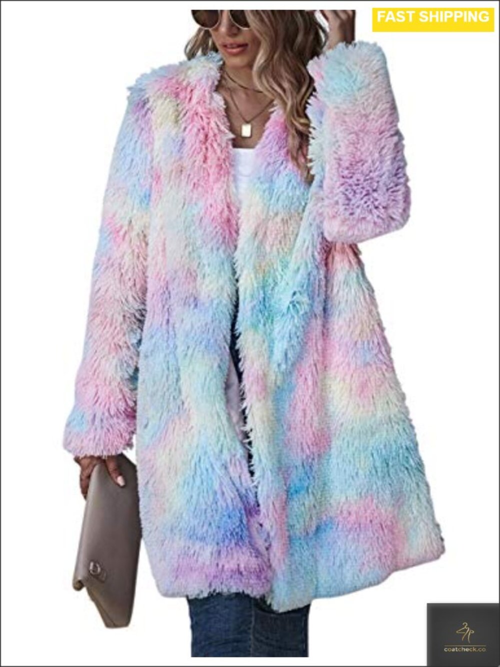 Fuzzy Fleece Long Sleeve Cardigan Coat Oversized Faux Fur Jacket